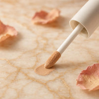 Textura del corrector líquido Velvete sobre mármol